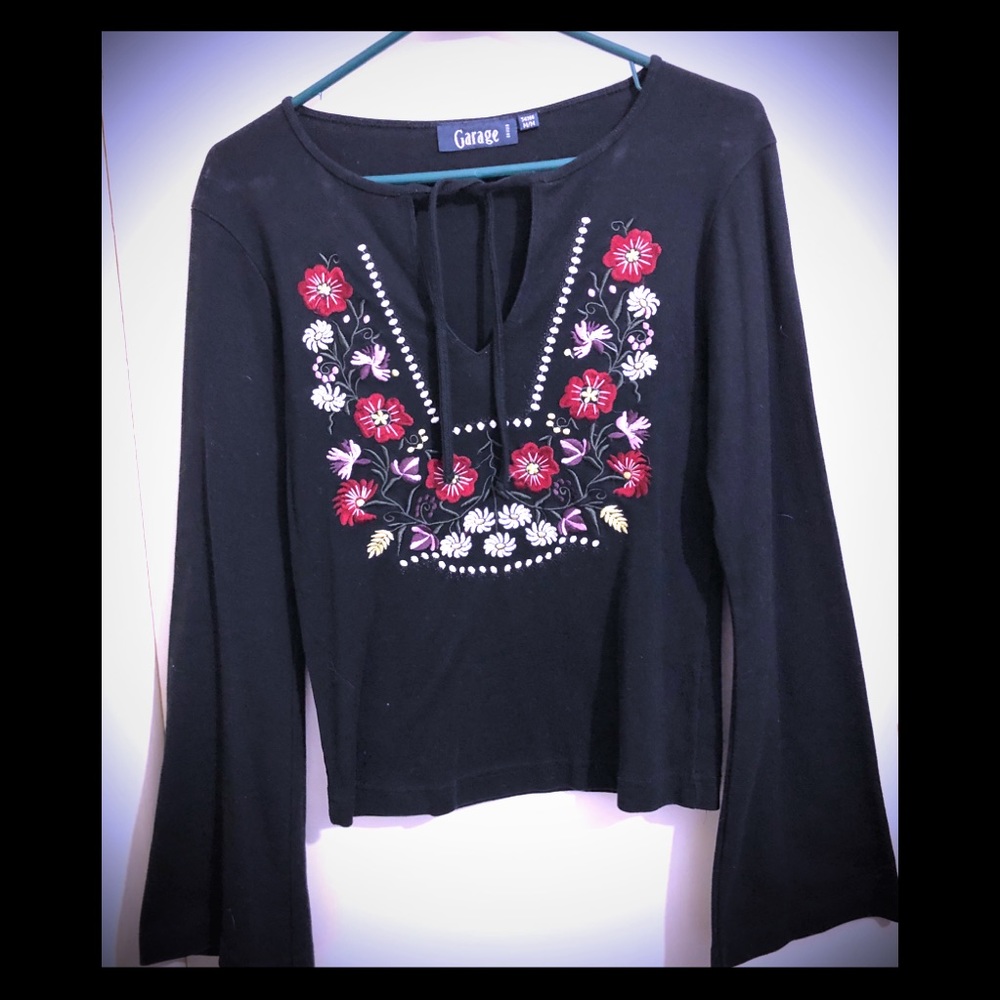 Embroidered Bell Sleeved Top